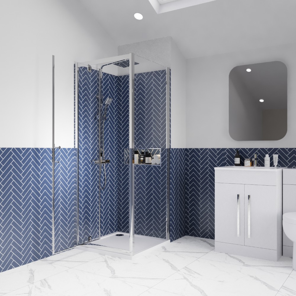 Litchfield Glide Chrome Pivot Shower Door 700mm with Optional Side Panels – Lifetime Guarantee - Image 3