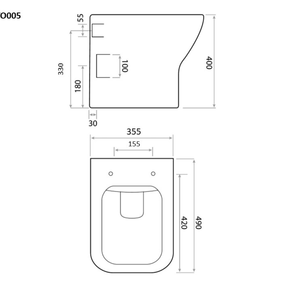 Porto Rimless Back-To-Wall Toilet & Soft-Close Seat – Modern Gloss White BTW Pan - Image 3