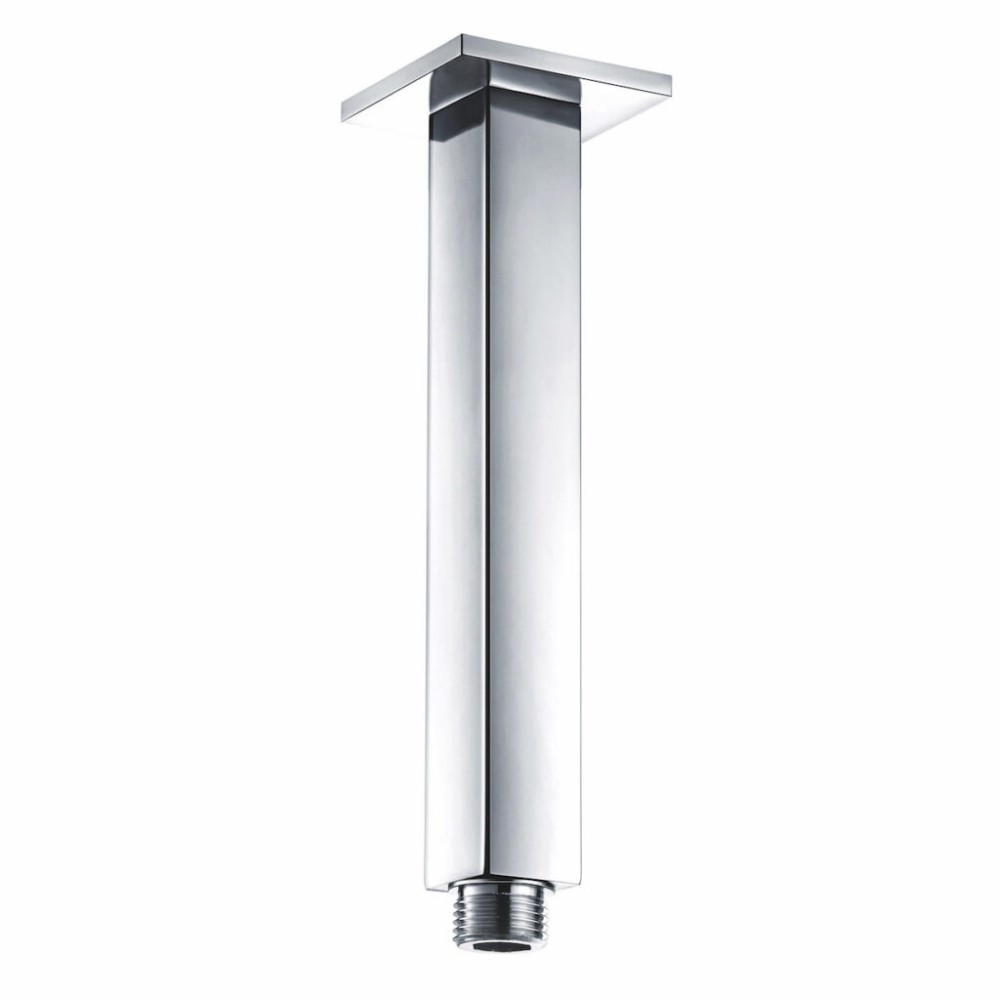 Square Chrome Shower Head Ceiling Arm