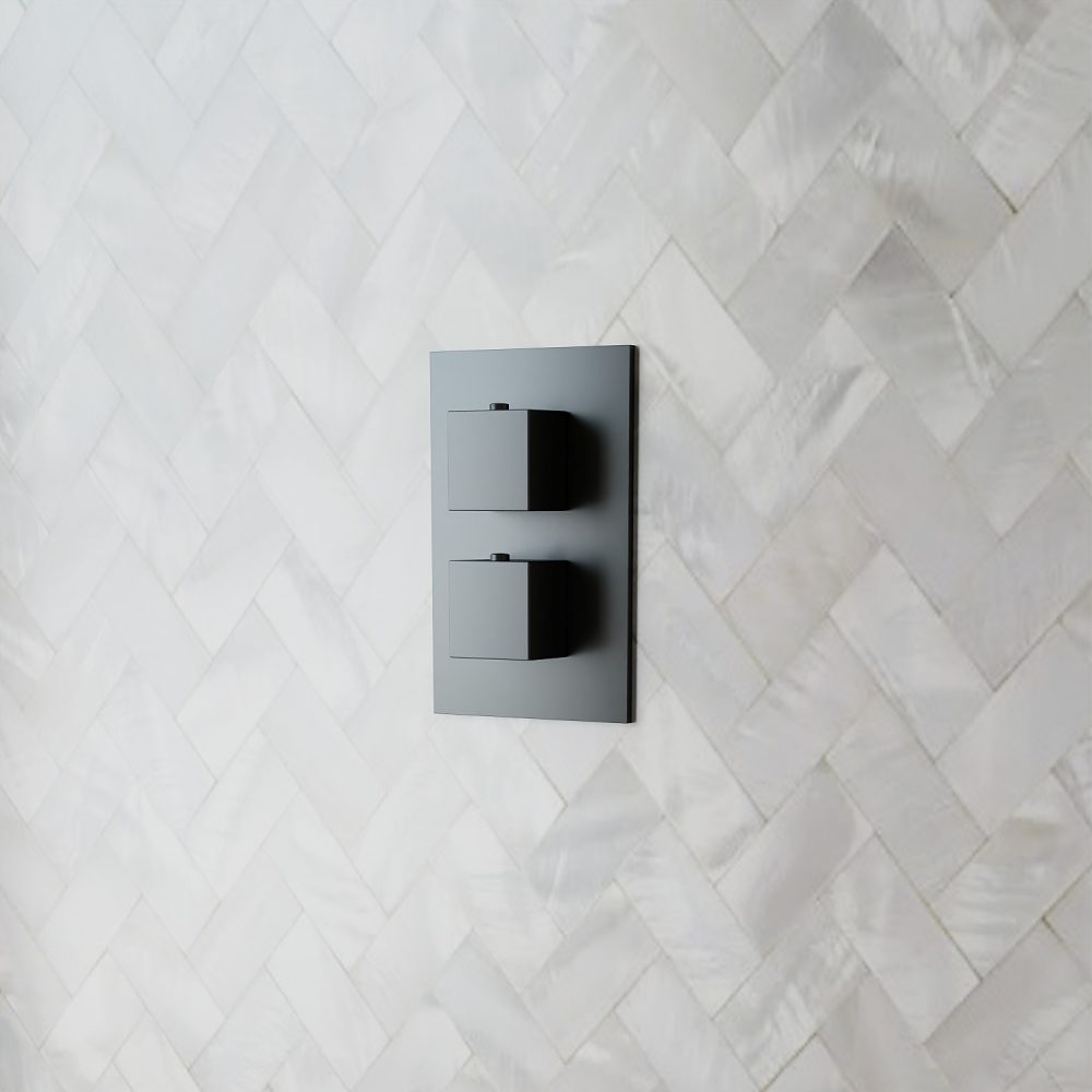 Harrison Square Matte Black One Outlet Thermostatic Shower Set Inc  