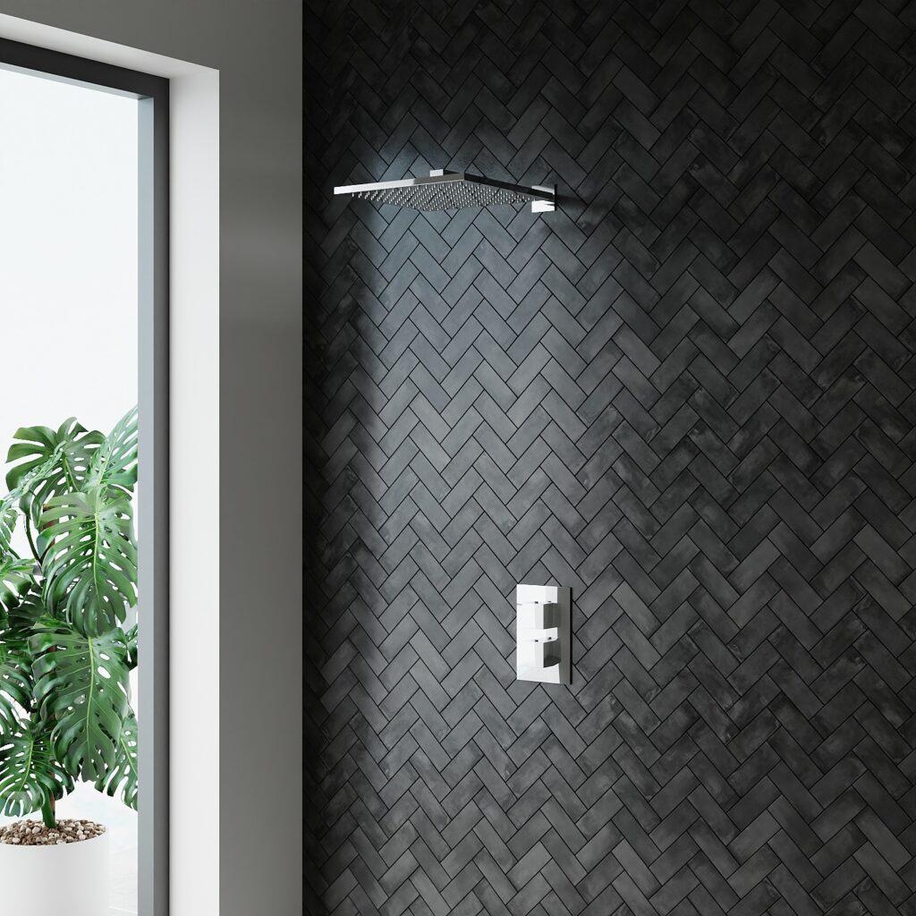 Chrome Square Thermostatic Shower Set One outlet