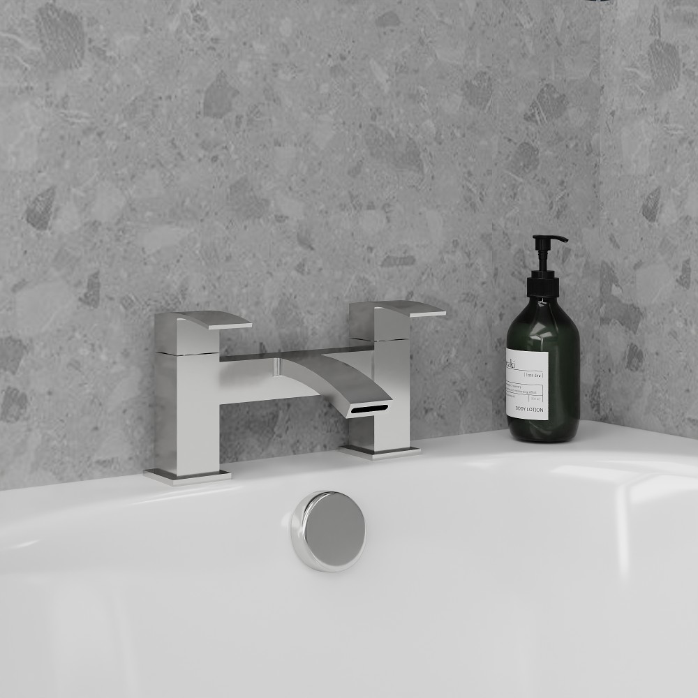 Ellington Chrome L Shape Bath Suite Including Chrome Taps & Lunar Rain Head Shower - Image 4