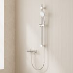 Chrome Thermostatic Round Bar Valve And Riser Kit Set