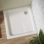 a shires square shower tray with a chrome shower waste