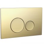 Brushed Brass Toilet Flush Plate With Round Buttons