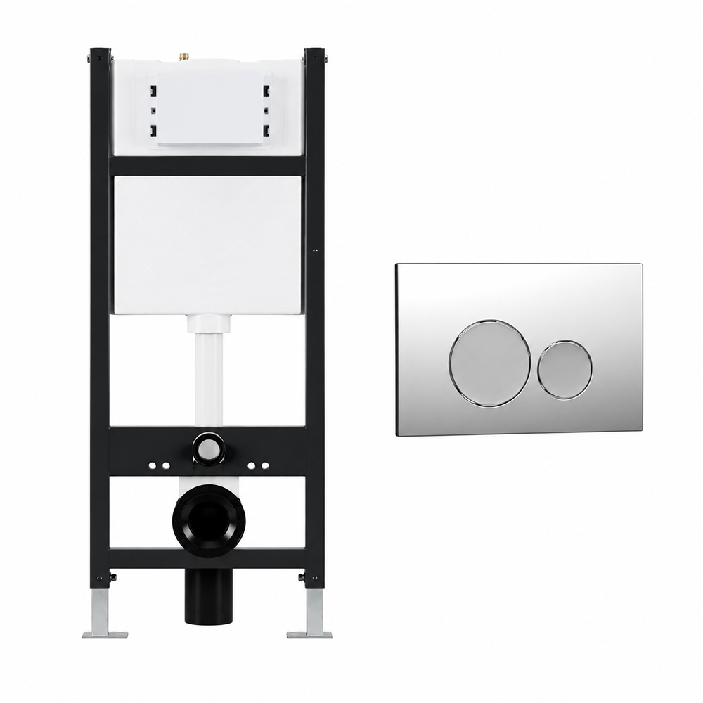 Wall Hung Toilet Frame And Cistern With Push Plate - Round Buttons - Image 3