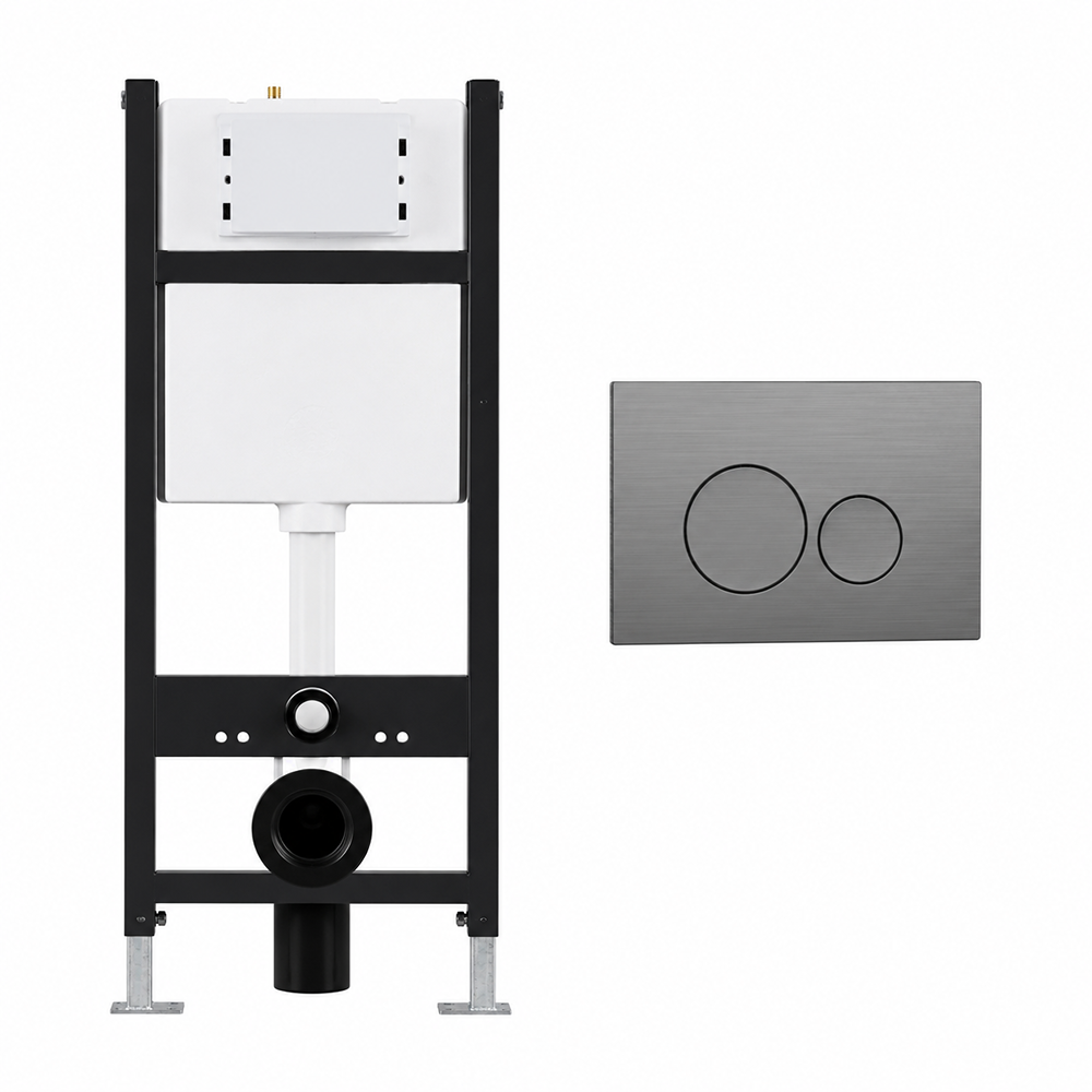 Wall Hung Toilet Frame And Cistern With Push Plate - Round Buttons - Image 5