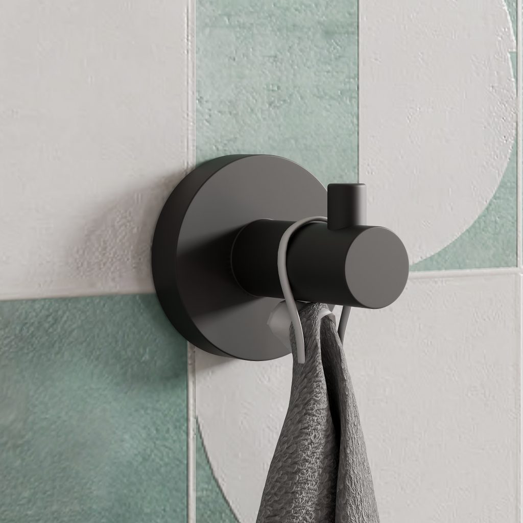 Melbourne Matt Black Wall Mounted Bathroom Robe Hook
