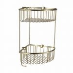 Brushed Brass Double Corner Shower Basket Image Large