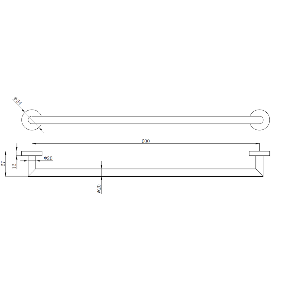 Melbourne Brushed Brass Wall Mounted Bathroom Towel Rail Spec Sheet