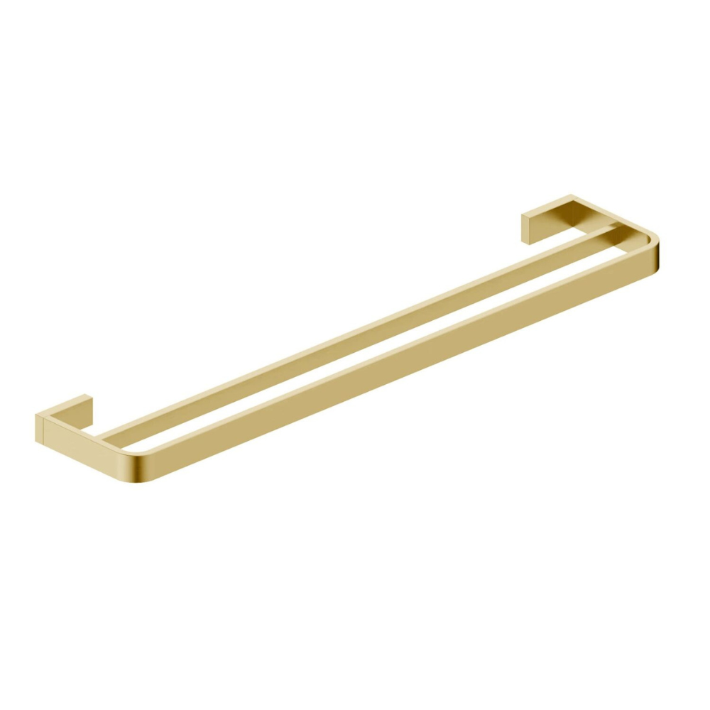 Roma Brushed Brass Wall Mounted Bathroom Double Towel Rail