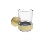 Melbourne Brushed Brass Wall Mounted Tumbler & Holder