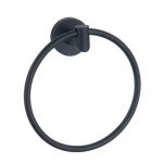 Melbourne matt black round bathroom towel ring