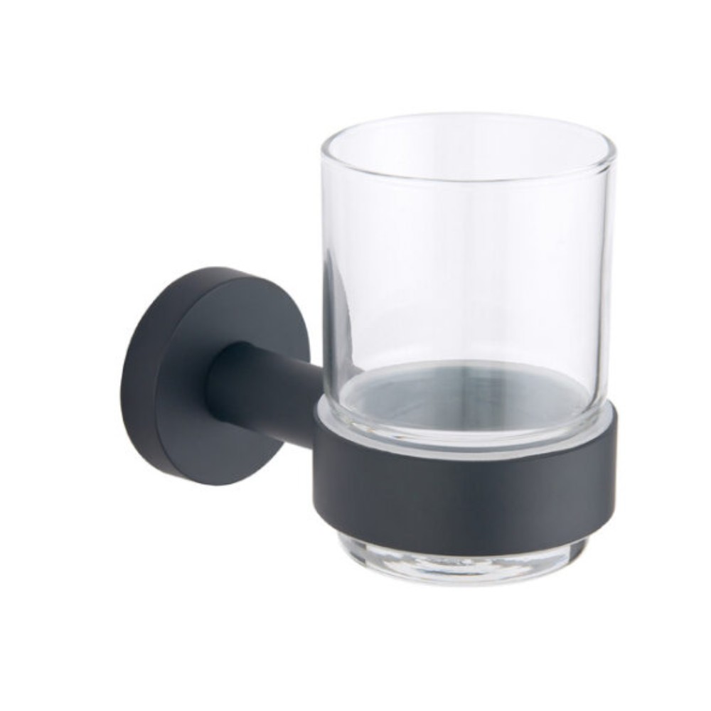 Melbourne Matt Black Wall Mounted Tumbler & Holder