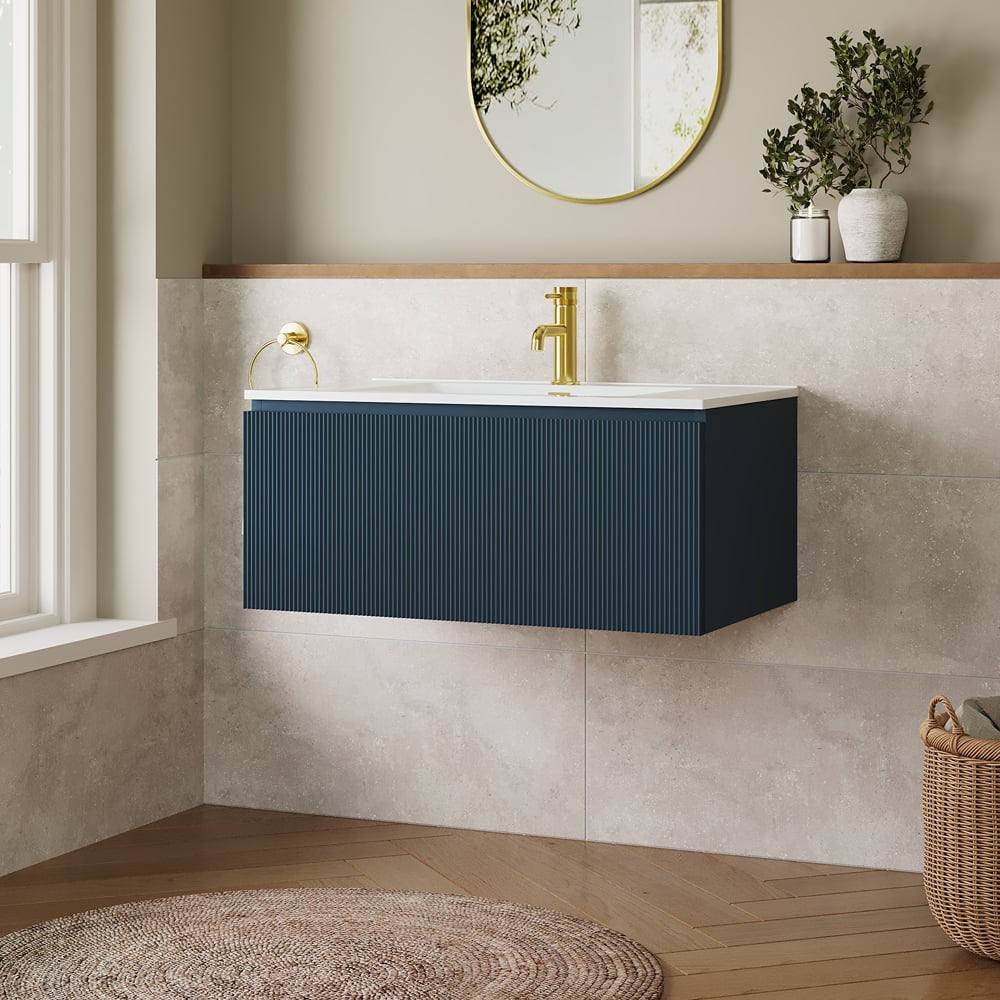 Flauto 800mm Smoked Sage Fluted Wall Hung Vanity Unit with Basin – Modern Bathroom Furniture - Image 10