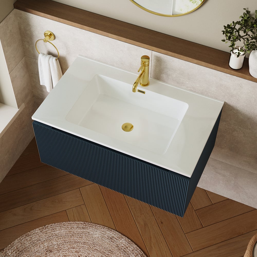 Flauto 800mm Smoked Sage Fluted Wall Hung Vanity Unit with Basin – Modern Bathroom Furniture - Image 11