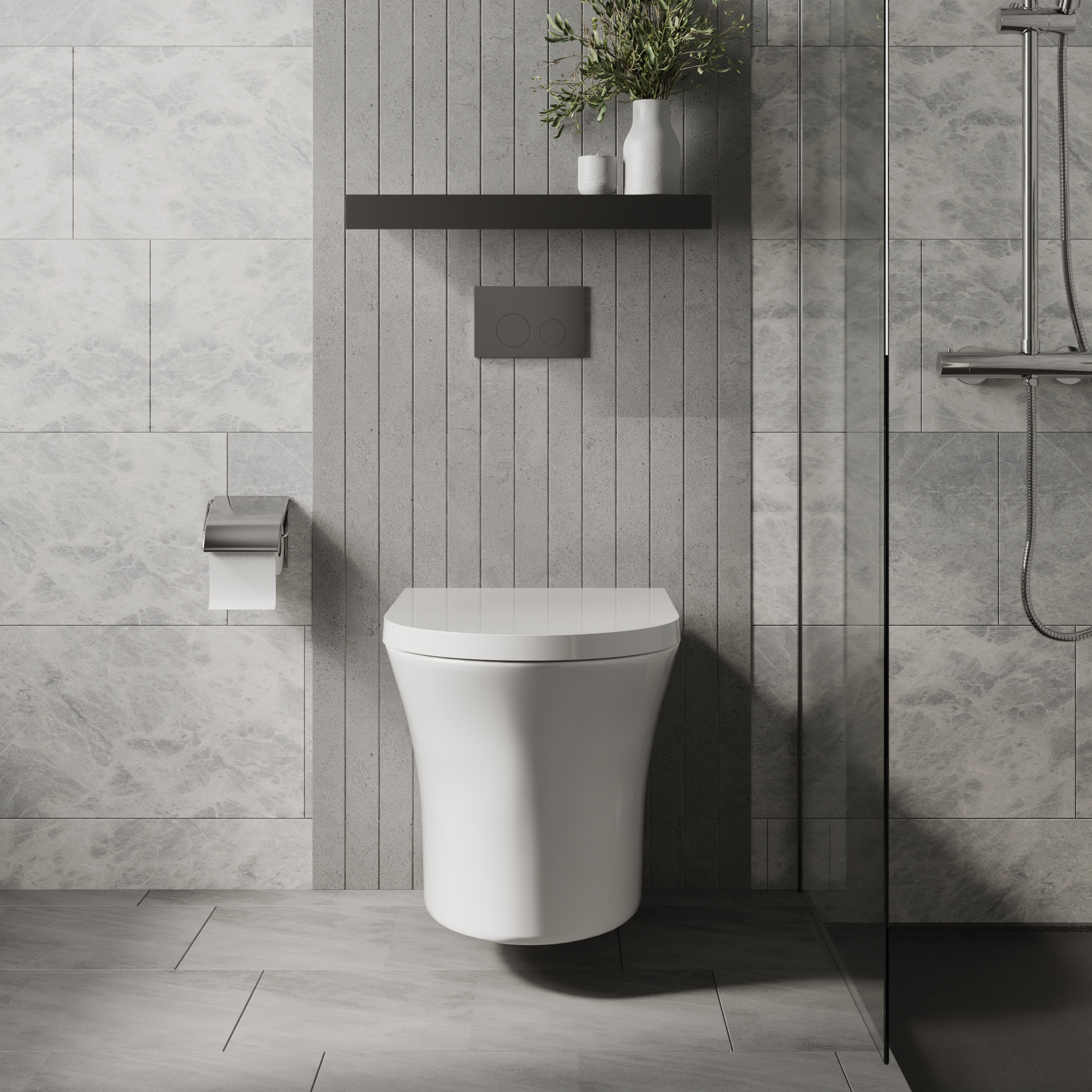 Deia Rimless Wall Hung Pan Including Soft Close Wrapover Toilet Seat