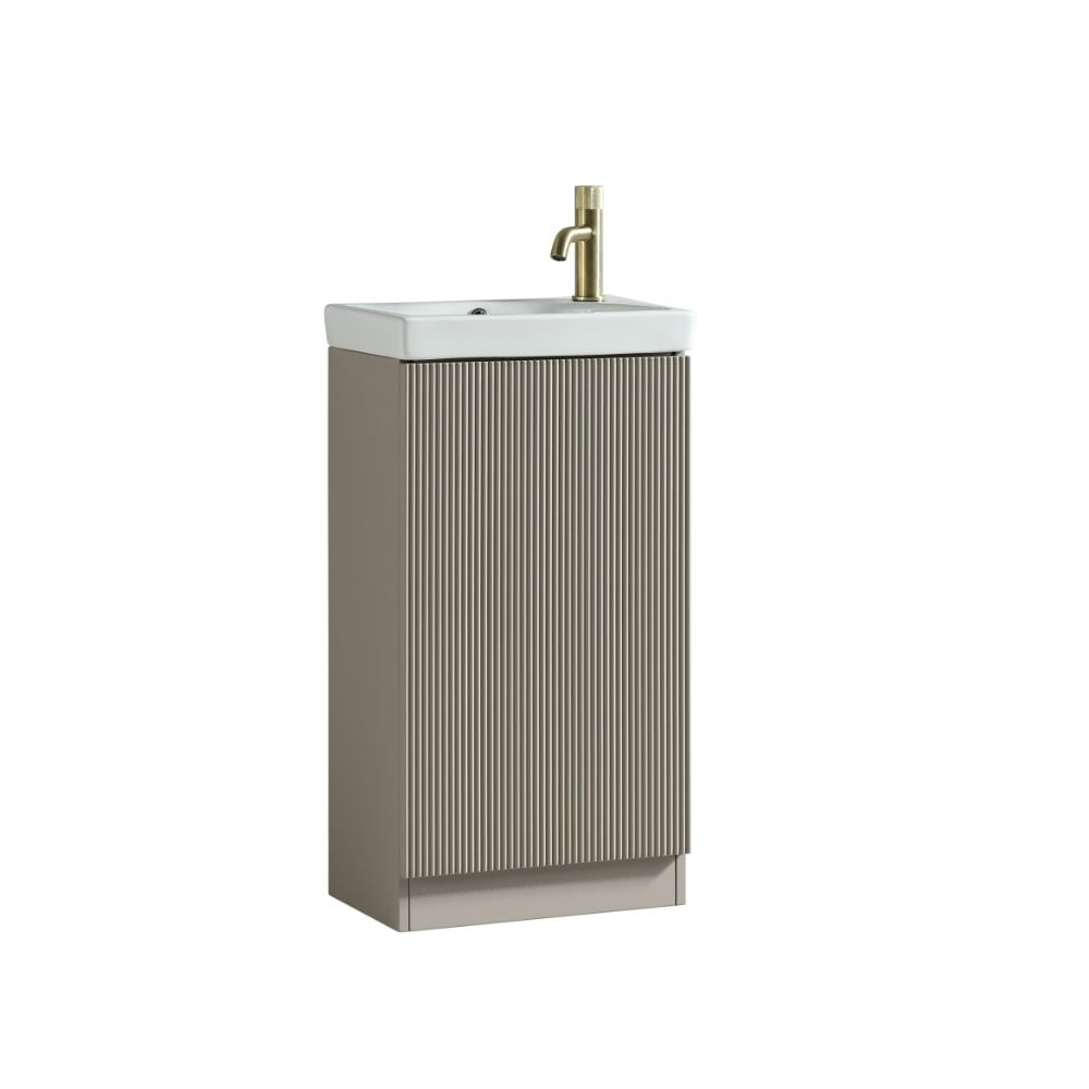 flauto mini 460mm soft coffee fluted cloakroom vanity unit and basin