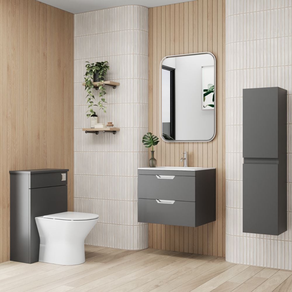 Aubrey 600mm Wall Hung Dust Grey Unit & Basin (Optional Handle Colours) - Image 6