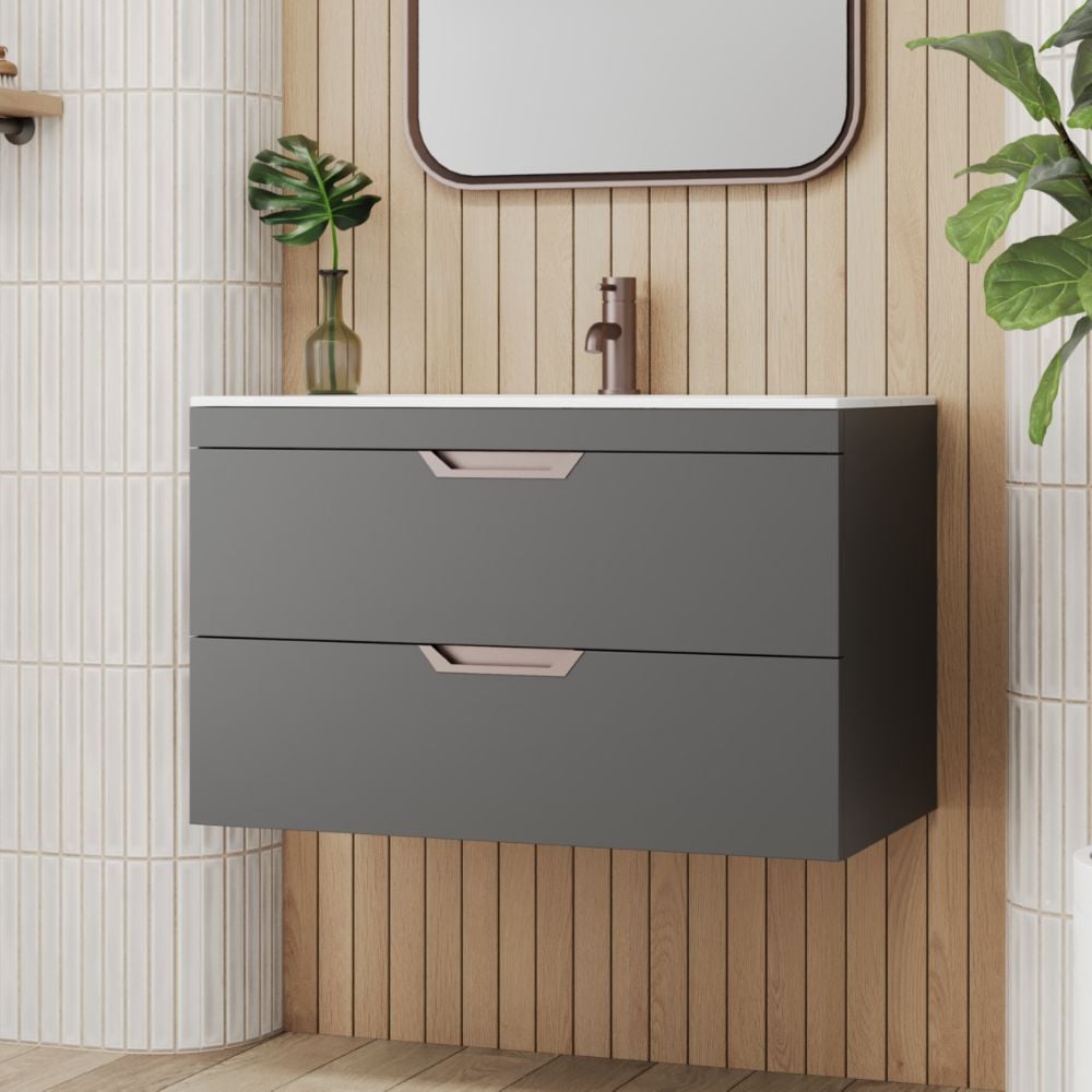 Aubrey 800 mm Dust Grey Wall-Hung Vanity Unit with Basin – Optional Handle Colours - Image 4