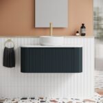 flauto midnight 870mm wall hung vanity unit with sintered stone countertop