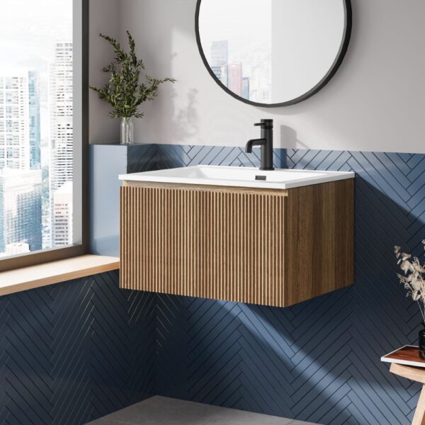 Flauto 600mm wall hung fluted vanity unit