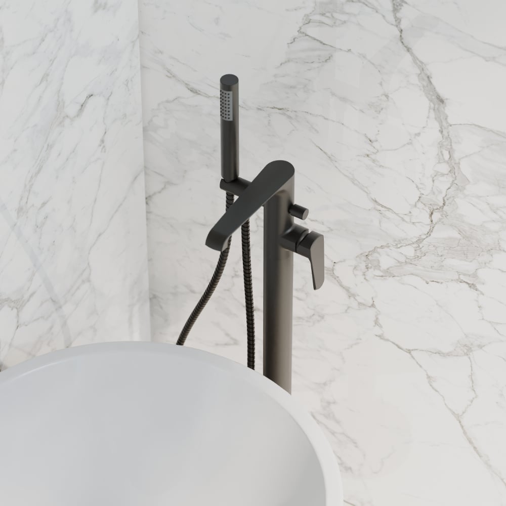 Montana Matte Black Floor standing Bath Shower Mixer - Image 3