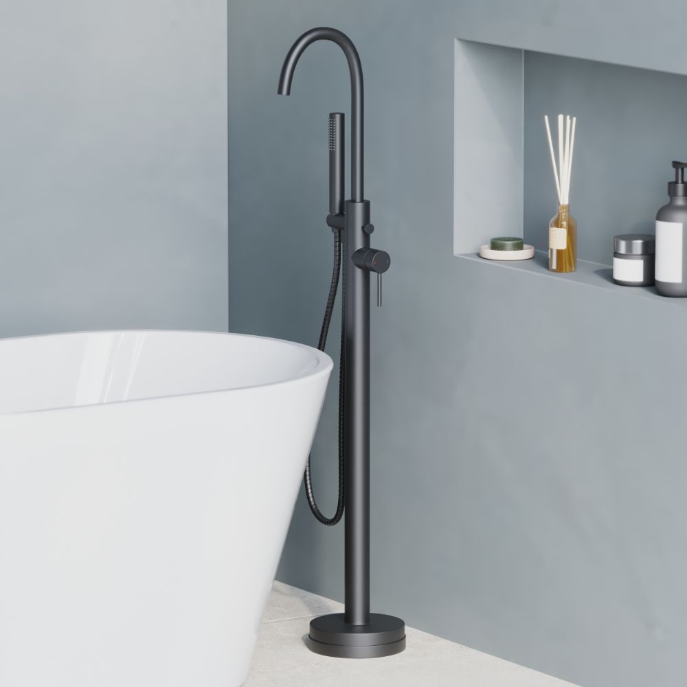 Litchfield Select Matte Black Freestanding Bath Shower Mixer Tap - Image 3