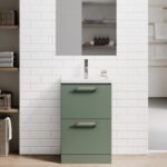 Green 500mm Vanity Unit with Chrome knurled handles
