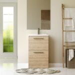 Oak 500mm Vanity Unit with Gunmetal knurled handles