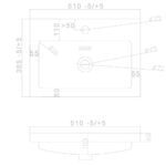 2D Line Drawing of blake 500mm ceramic 1 tap hole basin