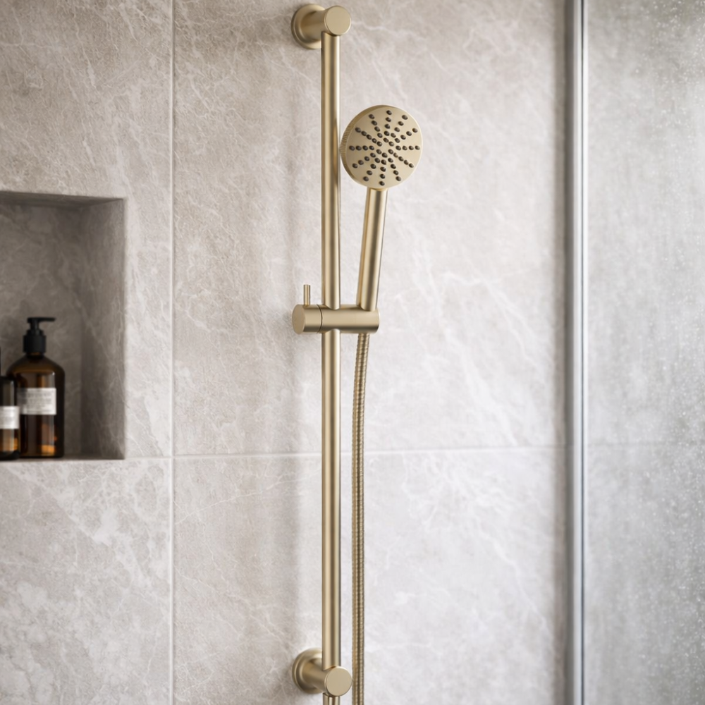 Core Nickel Fluted Riser Rail Handset and Hose with Integrated Elbow - Image 4