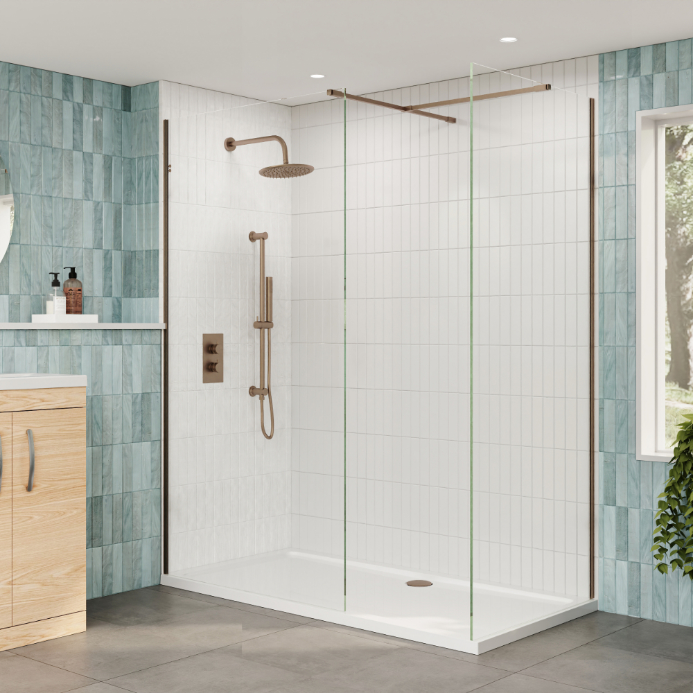 Litchfield 8mm Brushed Bronze 2 Panel Walk-In Shower Enclosure Pack – Easy-Clean - Image 3