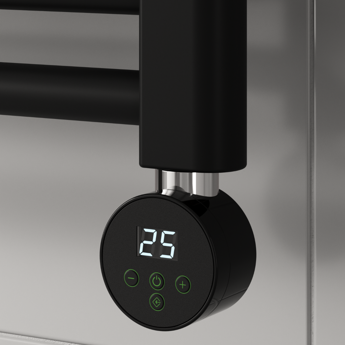 Litchfield Black Mini Round Thermostatic Heating Element – Electric & Dual Fuel Towel Rail Radiator Element