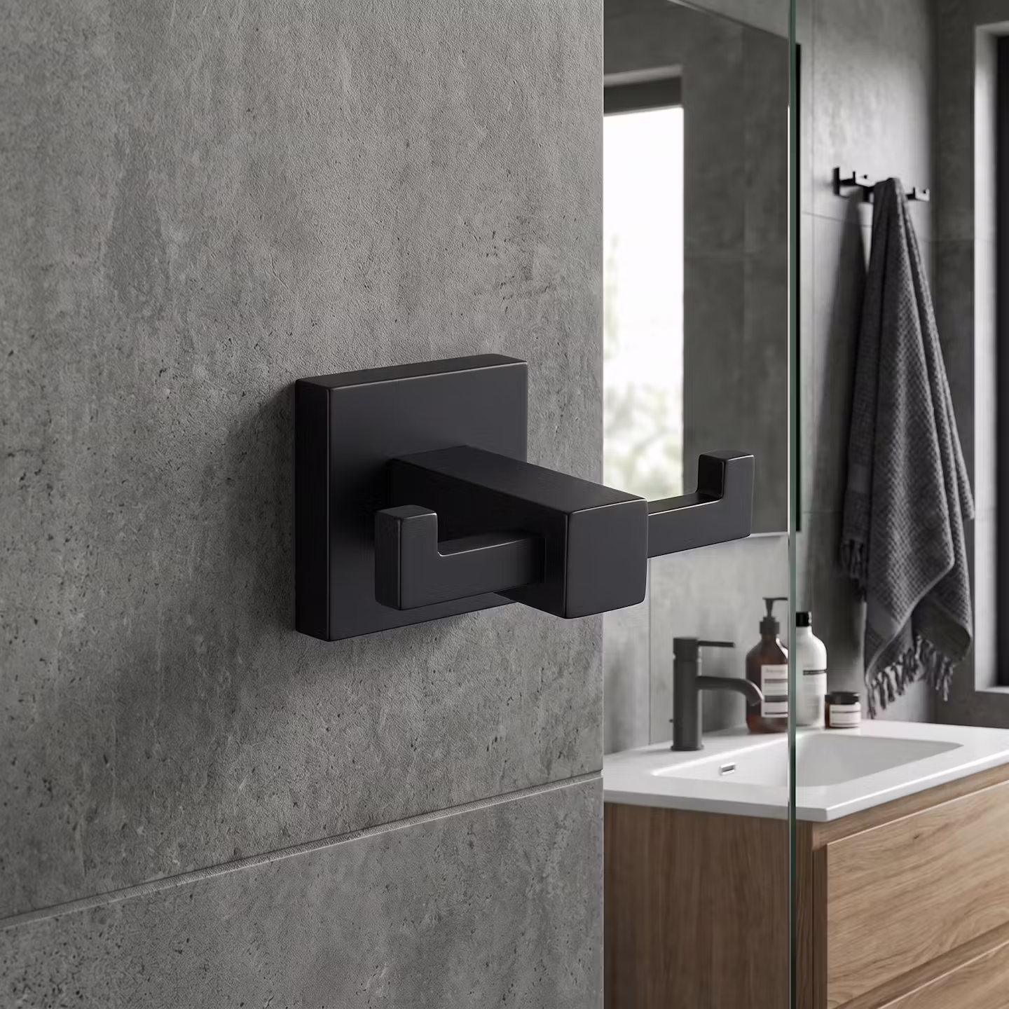 Sydney Matte Black Double Robe Hook – Wall Mounted Bathroom Towel & Robe Hook