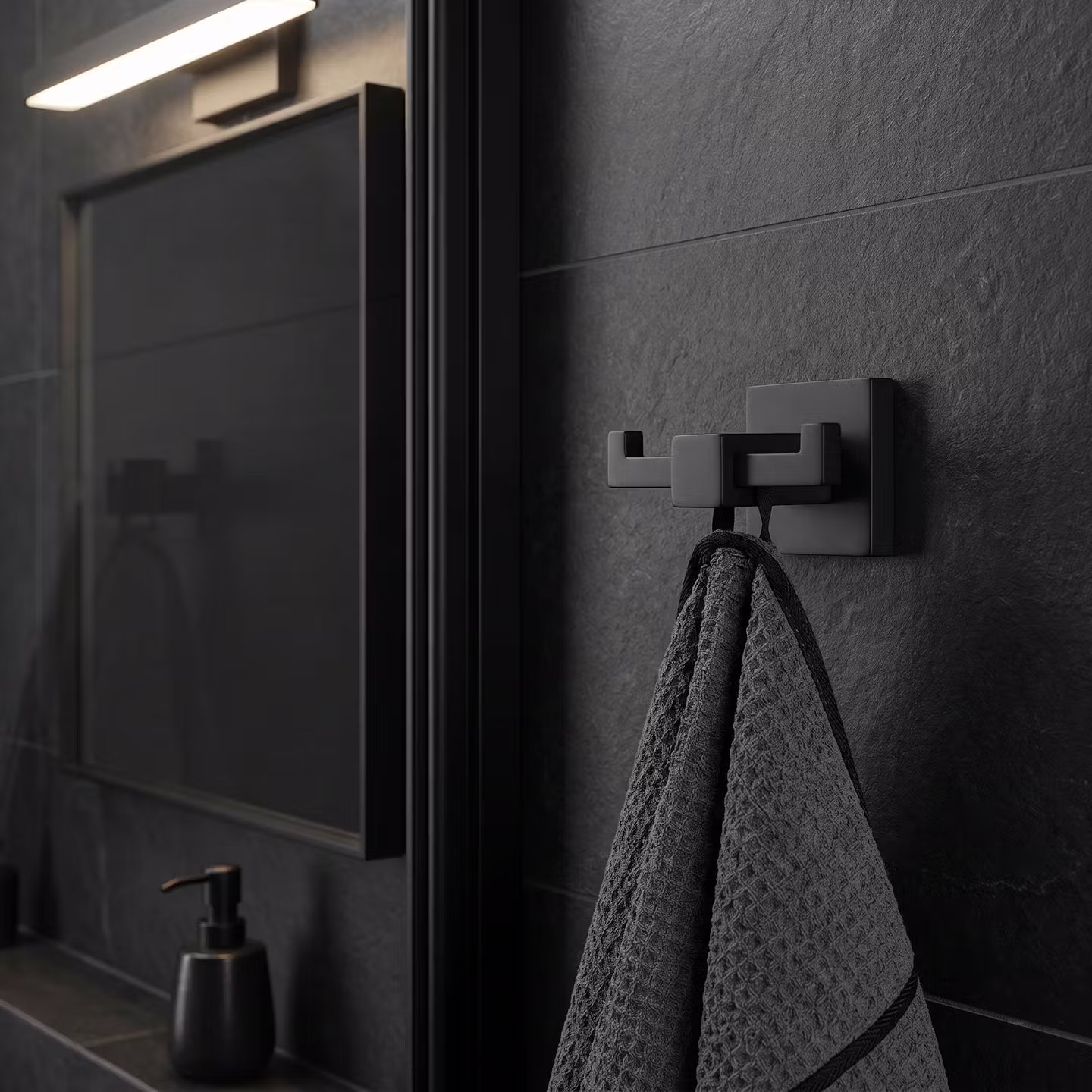 Sydney Matte Black Double Robe Hook – Wall Mounted Bathroom Towel & Robe Hook - Image 2