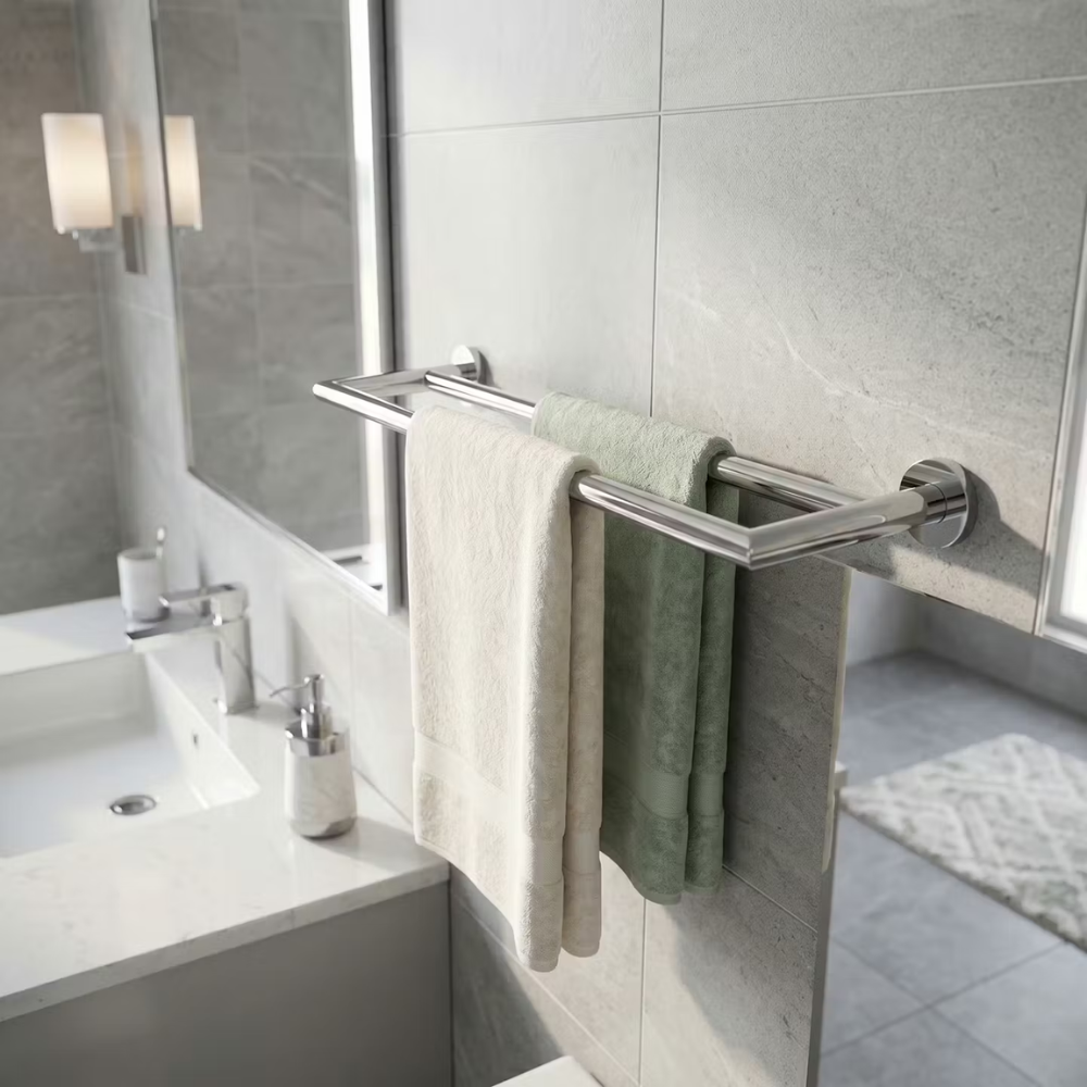 Delta Double Towel Bar – Wall Mounted Bathroom Double Towel Rail - Image 3