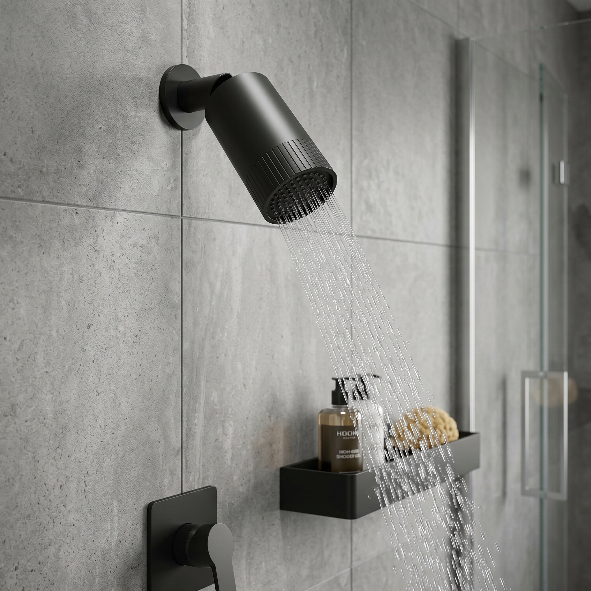 Core Spotlight Shower Head 85mm Matt Black – Wall Mounted Compact Fixed Head