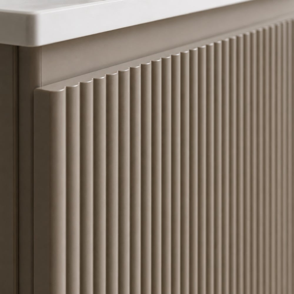 Flauto 600mm Soft Coffee Fluted Wall Hung Vanity Unit & Countertop - Image 3