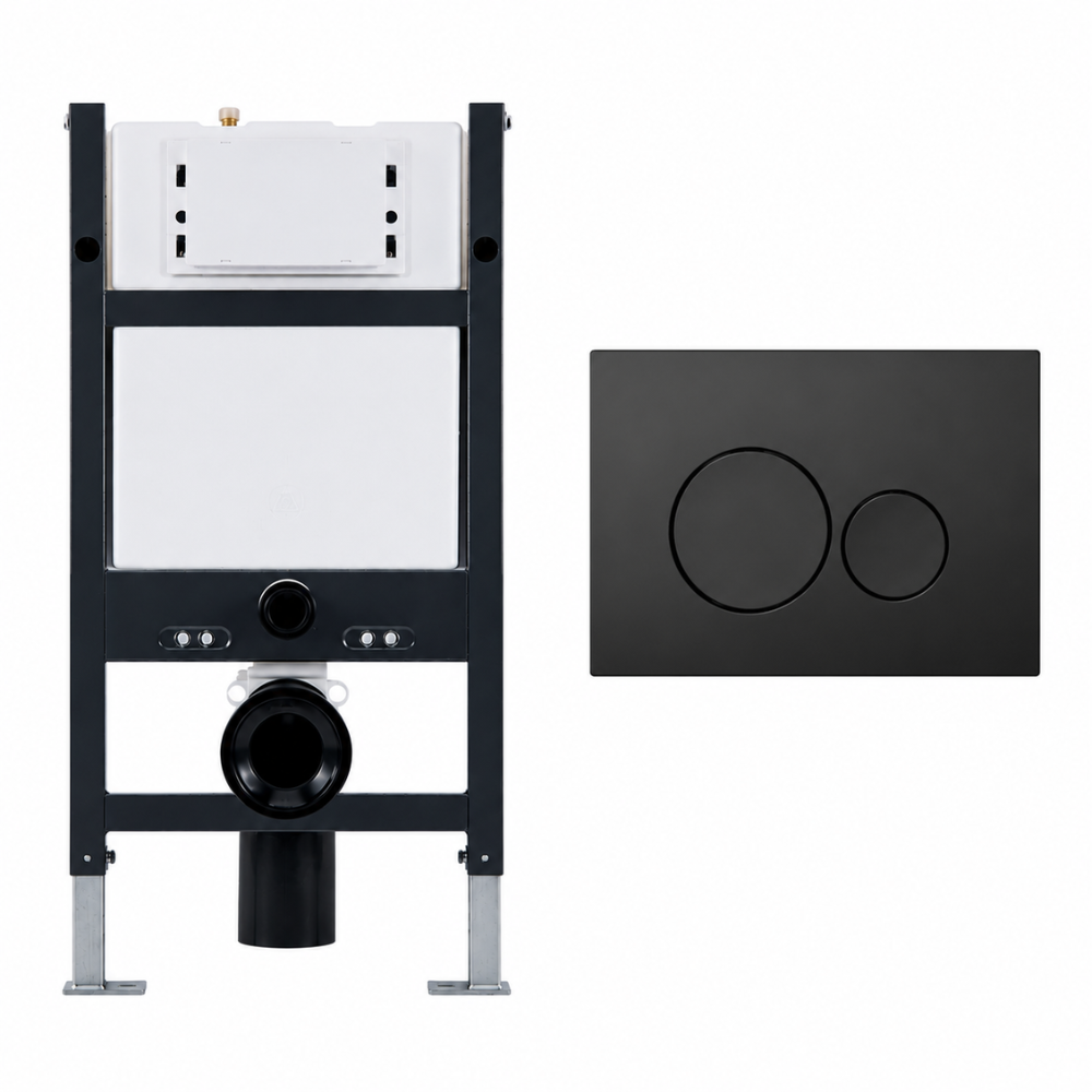 Litchfield 820mm Under Window WC Frame & Concealed Cistern with Round Dual Flush Plate - Image 7