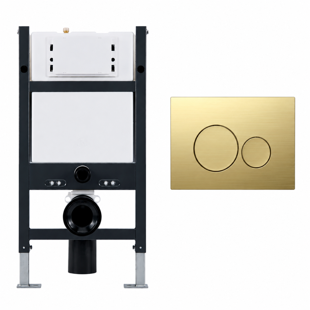 Litchfield 820mm Under Window WC Frame & Concealed Cistern with Round Dual Flush Plate - Image 5