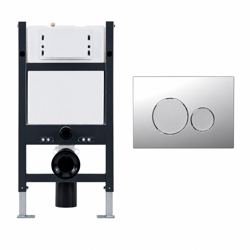 Litchfield 820mm Under Window WC Frame & Concealed Cistern with Round Dual Flush Plate - Image 4