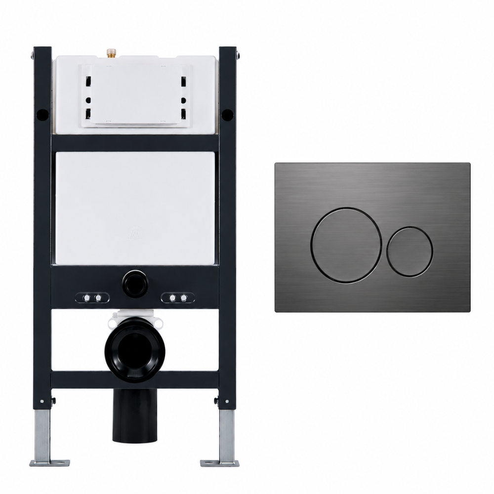 Litchfield 820mm Under Window WC Frame & Concealed Cistern with Round Dual Flush Plate - Image 3