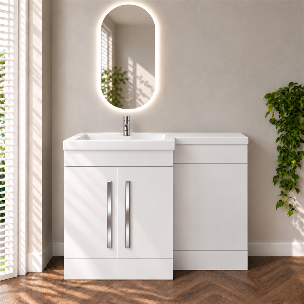 Amy 1100mm Combination Bathroom Toilet & Sink Unit in Gloss White – Modern, Space-Saving Design with Soft-Close Features - Image 6